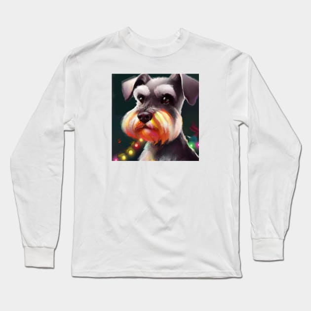 Cute Miniature Schnauzer Drawing Long Sleeve T-Shirt by Play Zoo